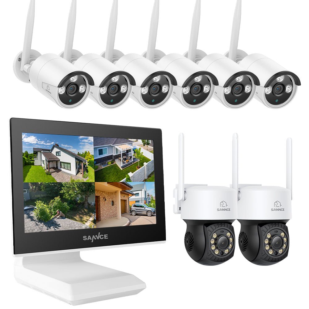 Sannce Two Way Camera System 2K Super HD PT 10 Channel NVR W/3MP