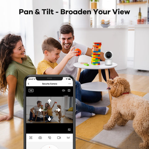 3MP Caméra IP Surveillance WiFi, Pan Tilt, Intérieur avec Alerte instantanée, Audio Bidirectionnel pour Bébé/Animal de Compagnie