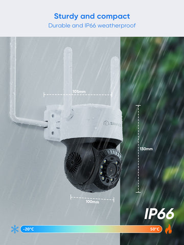 3MP 10 canaux Système de caméra PT CCTV sans fil, NVR 5MP, 4 IP caméras sans fil panoramiques & inclinables, enregistrement audio, détection humaine AI, fonctionne avec Alexa