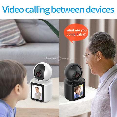 Caméra IP 1080p, Écran 2,8", Vue à 360°, Audio Bidirectionnel, Vision Nocturne, Détection de Mouvement, Stockage Cloud & Carte SD - Parfaite pour Bébés, Enfants, Aînés et Animaux Domestiques