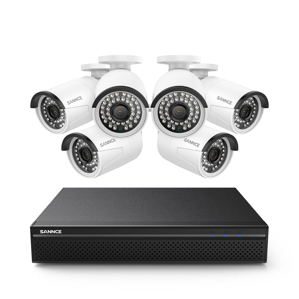 PoE 8 Canaux 4K Système de Caméra de Sécurité , 6 Caméras IP Extérieures 8MP, Alertes Intelligents Personne/Véhicule, NVR Compatible ONVIF, Audio Bidirectionnel