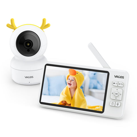 Certified Refurbished, Vacos 720p Moniteur pour Bébé Vidéo Avancé, Écran LCD 5 pouces avec Baby Monitor HD 1280*720p