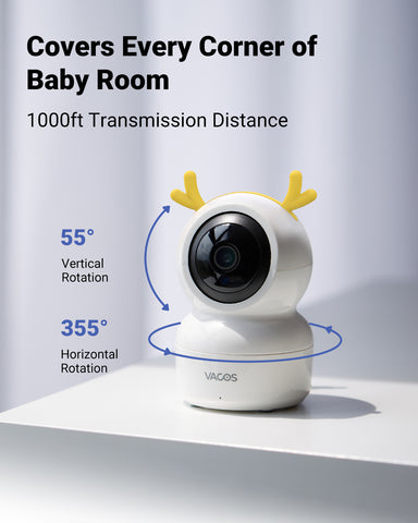 Certified Refurbished, Vacos 720p Moniteur pour Bébé Vidéo Avancé, Écran LCD 5 pouces avec Baby Monitor HD 1280*720p