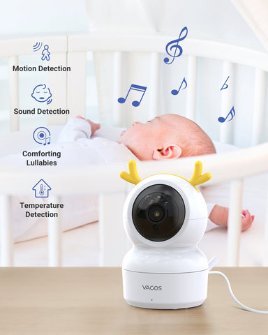 Certified Refurbished, Vacos 720p Moniteur pour Bébé Vidéo Avancé, Écran LCD 5 pouces avec Baby Monitor HD 1280*720p