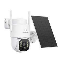 Caméra de surveillance WiFi extérieure PTZ 4MP avec batterie 8000 mAh & panneau solaire, détection IA + PIR, vision nocturne couleur, audio bidirectionnel, Wi-Fi 6, 270°/90°, Alexa