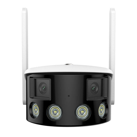 Pack of 2, Caméra de Sécurité Extérieure Panoramique WiFi - Double Objectif, 2K 4MP, 180°, Vision Nocturne Couleur, Compatible Alexa & Google