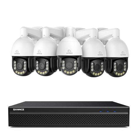 4K 8-Channel PoE Security NVR System with 5PCS 8MP 20X PTZ Camera, Auto Tracking, Two-Way Audio, Color Night Vision