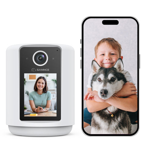 SANNCE Caméra IP sans fil alimentée par batterie 2K avec écran 2,4 pouces, lumière nocturne douce, appel en un clic, audio bidirectionnel WiFi Baby Monitor pour la sécurité à domicile de bébé/chien/chat/chiot, vision nocturne, détection de mouvement AI