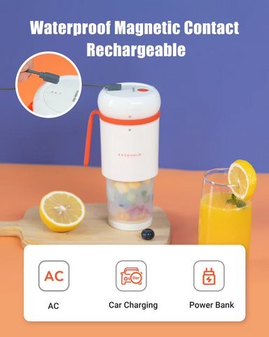 Mélangeur de smoothie portable sans fil avec moteur puissant, batterie rechargeable de 1200 mAh, tasse de presse-agrumes pliable et extensible, capacité de 300 ml, mélangeur de nourriture
