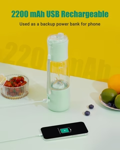 Blender sous vide portable, taille personnelle 350 ml Juicer Smoothie Juicer, rechargeable par USB avec six lames, moteur puissant de 20 000 tr/min, mélangeur de nourriture