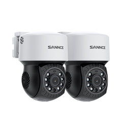 Pack of 2, Caméra de sécurité panoramique et inclinable 1080p, panoramique 350°, inclinaison 90°, vision nocturne de 100 pieds, détection de mouvement, étanche