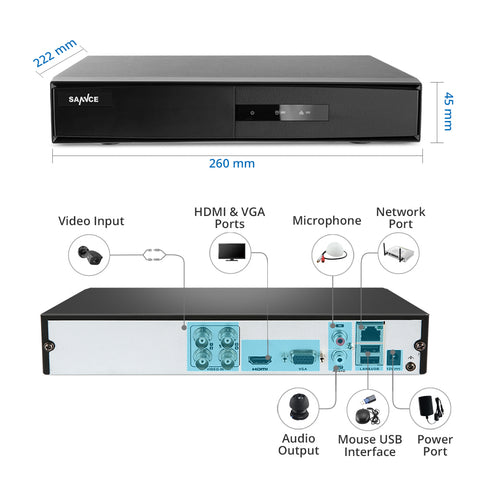 Certified Refurbished, 1080P 4 canaux enregistreur vidéo numérique de sécurité  - DVR hybride 5 en 1 pour CCTV, détection intelligente de mouvement, alertes instantanées