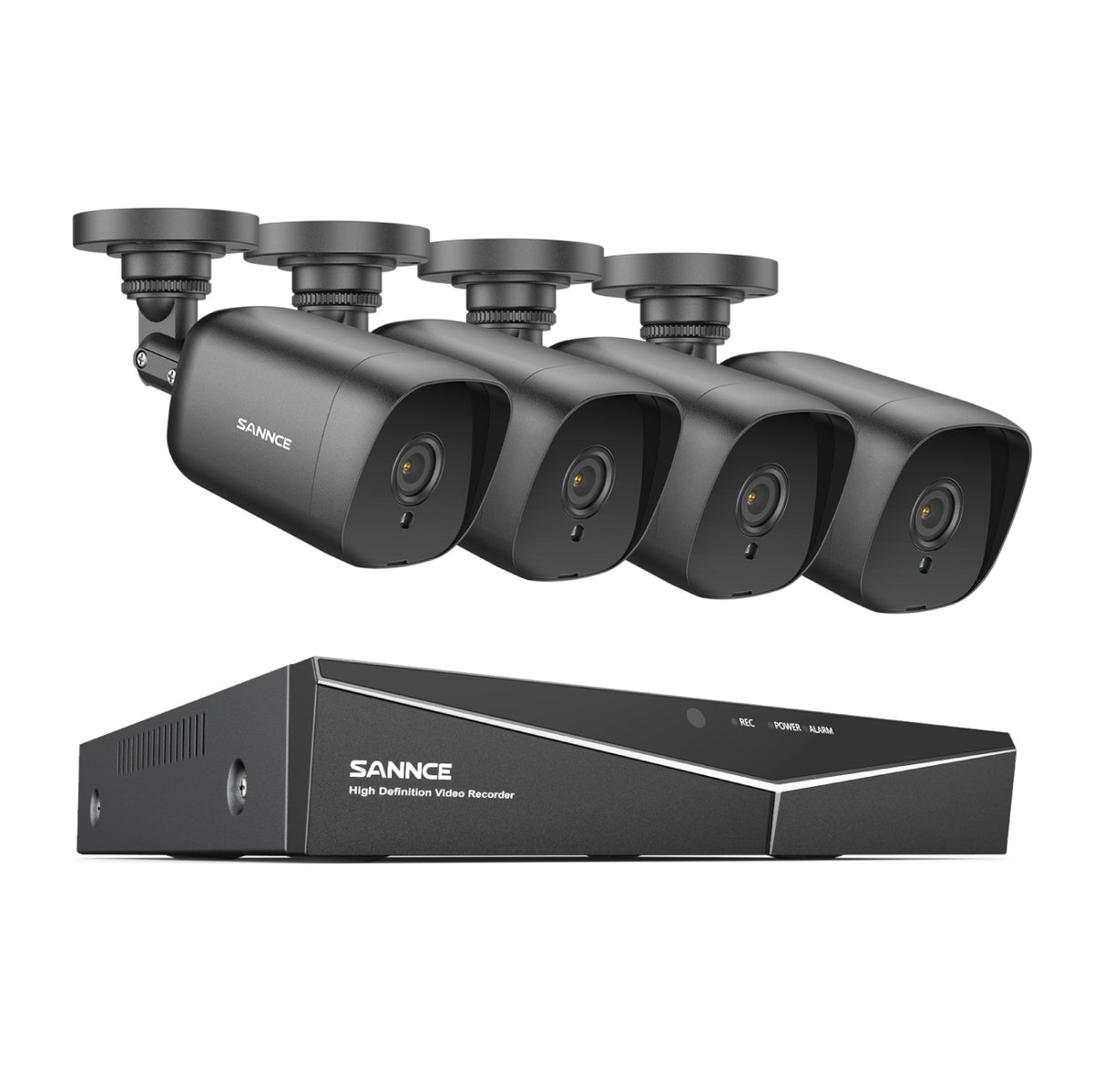 8 Canaux 5MP Système de Caméras de Sécurité - 4 Caméras, DVR CCTV Hybride 5-en-1, Détection de Mouvement, Étanche IP66