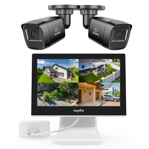 Système de vidéosurveillance extérieur - 2 Caméras 1080p 2MP IP66 + DVR 4CH avec Ecran LCD 10.1"