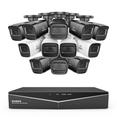 1080p 16 canaux Système de sécurité câblé extérieur avec 12 caméras, détection intelligente de mouvement, vision nocturne infrarouge jusqu'à 100 pieds, résistant aux intempéries IP67