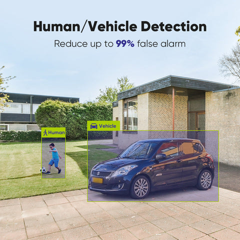 Caméras CCTV Bullet Extérieures 2MP, Détection Intelligente des Personnes / Véhicules / Mouvements (Lot de 2)