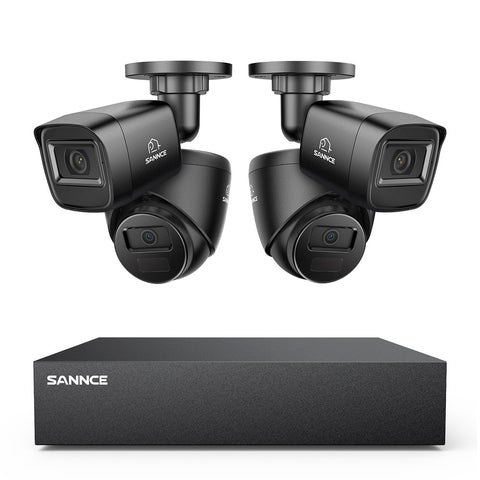 Système DVR filaire de sécurité 1080P à 8 canaux avec 4 caméras CCTV extérieures 2MP, détection intelligente des personnes, des véhicules et des mouvements