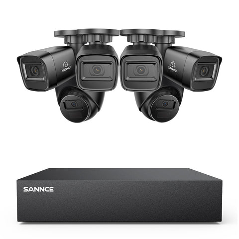 8 Canaux 1080P Système de Caméra de Sécurité Filaire  - DVR Hybride, 6 Caméras 2MP, Intérieur & Extérieur, Détection Intelligente de Mouvement, Accès à Distance