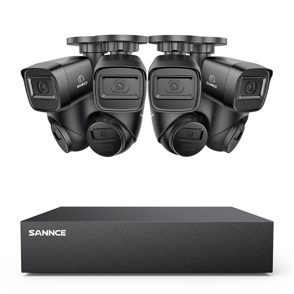 Système DVR filaire de sécurité 1080P à 8 canaux avec 8 caméras CCTV extérieures 2MP, détection intelligente des personnes, des véhicules et des mouvements