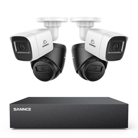 Système DVR filaire de sécurité 1080P à 8 canaux avec 4 caméras CCTV extérieures 2MP, détection intelligente des personnes, des véhicules et des mouvements