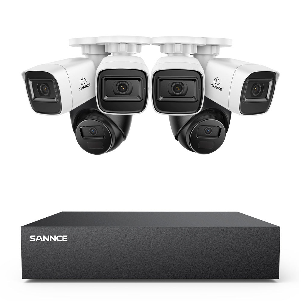 8 Canaux 1080P Système de Caméra de Sécurité Filaire  - DVR Hybride, 6 Caméras 2MP, Intérieur & Extérieur, Détection Intelligente de Mouvement, Accès à Distance