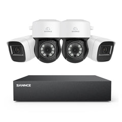 5MP 8 canaux PT Système de caméra de sécurité  - DVR hybride 5 en 1, caméra de vidéosurveillance Pan & Tilt, vision nocturne jusqu'à 100 pieds, détection de mouvement, extérieure, étanche