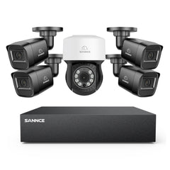 5MP 8 canaux PT Système de caméra de sécurité  - DVR hybride 5 en 1, caméra de vidéosurveillance Pan & Tilt, vision nocturne jusqu'à 100 pieds, détection de mouvement, extérieure, étanche