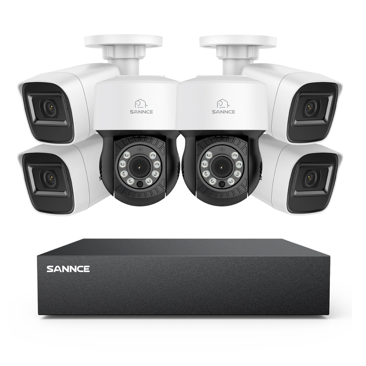 1080P 8 canaux PT Système de caméra de sécurité  - DVR hybride 5 en 1, caméra de vidéosurveillance Pan & Tilt, vision nocturne jusqu'à 100 pieds, détection de mouvement, extérieure, étanche