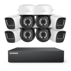 1080P 8 canaux PT Système de caméra de sécurité  - DVR hybride 5 en 1, caméra de vidéosurveillance Pan & Tilt, vision nocturne jusqu'à 100 pieds, détection de mouvement, extérieure, étanche