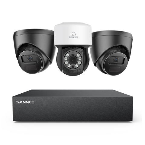 1080P 8 canaux PT Système de caméra de sécurité  - DVR hybride 5 en 1, caméra de vidéosurveillance Pan & Tilt, vision nocturne jusqu'à 100 pieds, détection de mouvement, extérieure, étanche