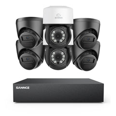 5MP 8 canaux PT Système de caméra de sécurité  - DVR hybride 5 en 1, caméra de vidéosurveillance Pan & Tilt, vision nocturne jusqu'à 100 pieds, détection de mouvement, extérieure, étanche