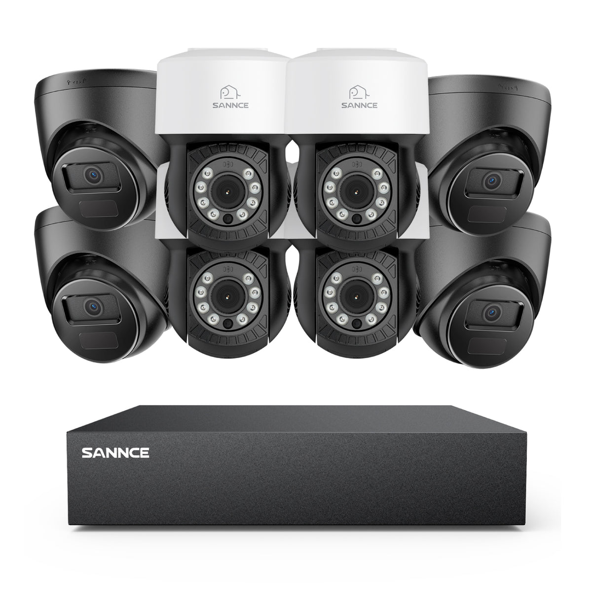 1080P 8 canaux PT Système de caméra de sécurité  - DVR hybride 5 en 1, caméra de vidéosurveillance Pan & Tilt, vision nocturne jusqu'à 100 pieds, détection de mouvement, extérieure, étanche