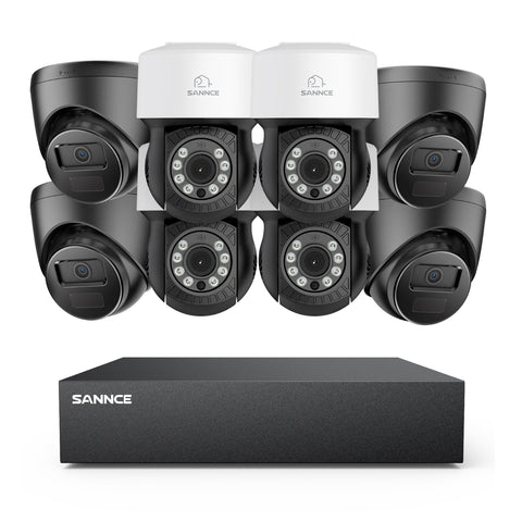 1080P 8 canaux PT Système de caméra de sécurité  - DVR hybride 5 en 1, caméra de vidéosurveillance Pan & Tilt, vision nocturne jusqu'à 100 pieds, détection de mouvement, extérieure, étanche