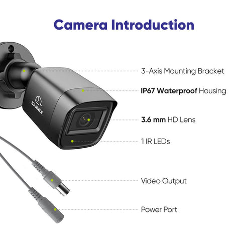 2MP 4 pièces Caméras extérieures en forme de balle, Détection intelligente de personnes / véhicules / mouvements (Pack de 4)