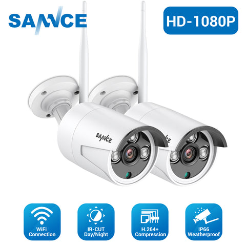 1080P Caméra de sécurité sans fil , 2 caméras IP WiFi pour SANNCE, détection humaine AI