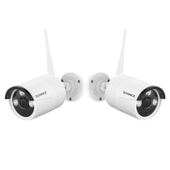 3MP Caméra de sécurité sans fil, 2Pcs WiFi IP Caméras pour SANNCE N48WHE/N98WHG NVR, détection humaine AI, fonctionne avec Alexa, vision nocturne 100ft, accès à distance & alertes de mouvement intelligentes