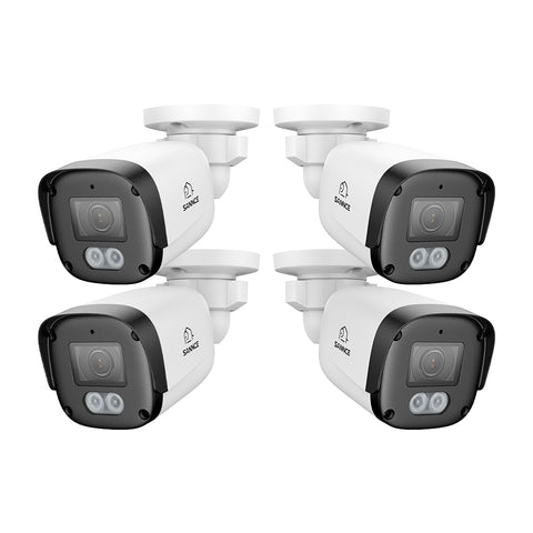 4 pièces Caméra de sécurité IP PoE Full HD 3MP, Communication Bidirectionnelle