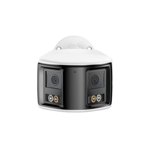 FCD800 - Caméra de sécurité extérieure PoE à double objectif 8MP UHD, vue panoramique à 180°, vision nocturne intelligente à double éclairage, audio bidirectionnel, sirène et alarme actives, détection humaine et de véhicules, IP67