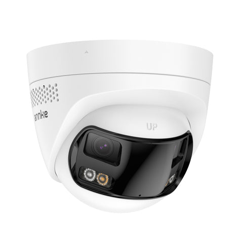 FCD800 - Caméra de sécurité extérieure PoE à double objectif 8MP UHD, vue panoramique à 180°, vision nocturne intelligente à double éclairage, audio bidirectionnel, sirène et alarme actives, détection humaine et de véhicules, IP67