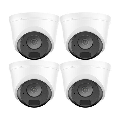 4 pièces Caméra de sécurité IP PoE Full HD 3MP, communication bidirectionnelle