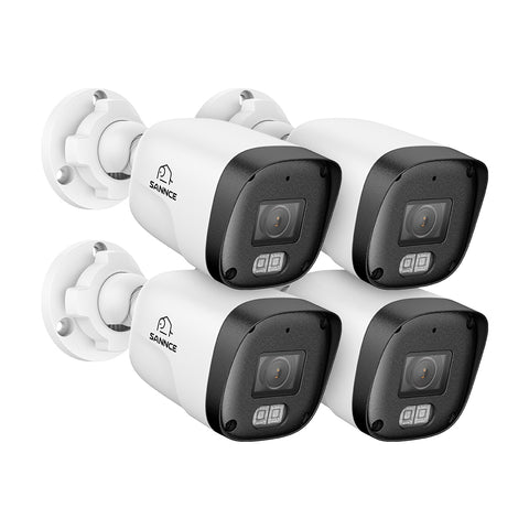 4 pièces Caméra de sécurité IP PoE Full HD 3MP, communication bidirectionnelle