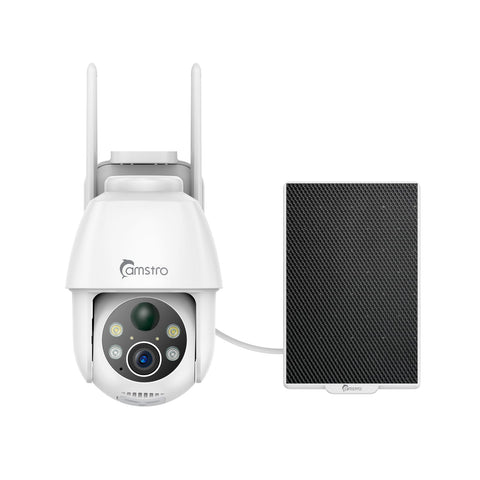 Camstro Caméras de Sécurité Extérieures 3MP à Énergie Solaire, Batterie Rechargeable 5200mAh, Angle Ultra Large de 130°, Vision Nocturne en Couleur, Détection Intelligente des Personnes & Véhicules, Audio Bidirectionnel, Compatible avec Alexa & Google
