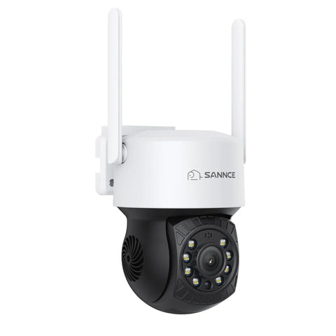 Pack of 2, Caméra de sécurité dôme sans fil extérieure 2K 4MP, inclinaison panoramique, vision nocturne couleur, audio bidirectionnel, détection humaine intelligente par IA, prise en charge Alexa/Google Assistant