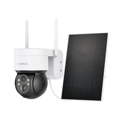 Pack of 2, Caméra IP sans fil Panoramique et Inclinaison 4MP - Alimentation sur Batterie/Solaire, Vision Nocturne Couleur, Audio Bidirectionnel, Compatible avec Alexa, Détection de Forme Humaine par PIR