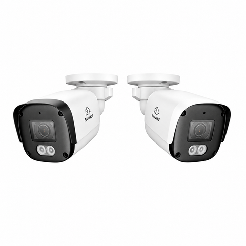 FX800 – 2 pièces Caméra de surveillance PoE 4K avec audio, emplacement pour carte SD, détection par IA, objectif grand angle, vision nocturne couleur à double éclairage et étanchéité IP67
