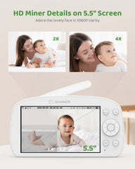 Certifié Rénové SANNCE 1080p Moniteur pour Bébé Vidéo Avancé, Écran LCD 5,5 pouces avec Baby Monitor HD 1920x1080p