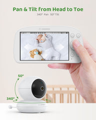 Certifié Rénové SANNCE 1080p Moniteur pour Bébé Vidéo Avancé, Écran LCD 5,5 pouces avec Baby Monitor HD 1920x1080p