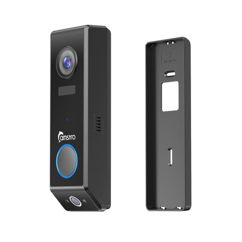 Camstro Sonnette Vidéo 2K + 1080P, Audio Bidirectionnel, Détection Humaine Personnalisée, Vision Jour/Nuit, Batterie Rechargeable 5200mAh, Compatible Carte TF & Stockage Cloud, Fonctionne avec Alexa et Google Assistant