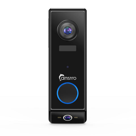 Camstro Sonnette Vidéo 2K + 1080P, Audio Bidirectionnel, Détection Humaine Personnalisée, Vision Jour/Nuit, Batterie Rechargeable 5200mAh, Compatible Carte TF & Stockage Cloud, Fonctionne avec Alexa et Google Assistant