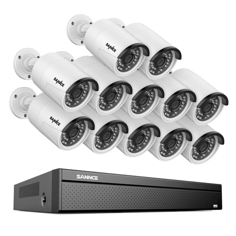 16 canaux 3MP PoE Système de caméras de sécurité , 4K NVR & 5MP caméras  IP PoE extérieures , Compatible ONVIF, H.265, enregistrement audio, détection humaine/vehicule